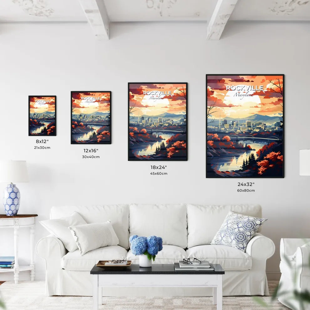 Rockville, Maryland, A Poster of a river with trees and a city in the background Default Title