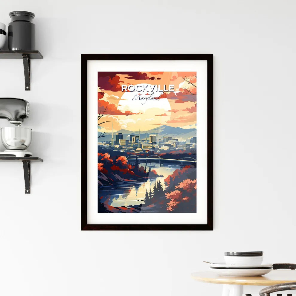 Rockville, Maryland, A Poster of a river with trees and a city in the background Default Title