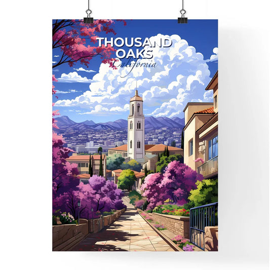 Thousand Oaks, California, A Poster of a street with trees and a tower in the background Default Title