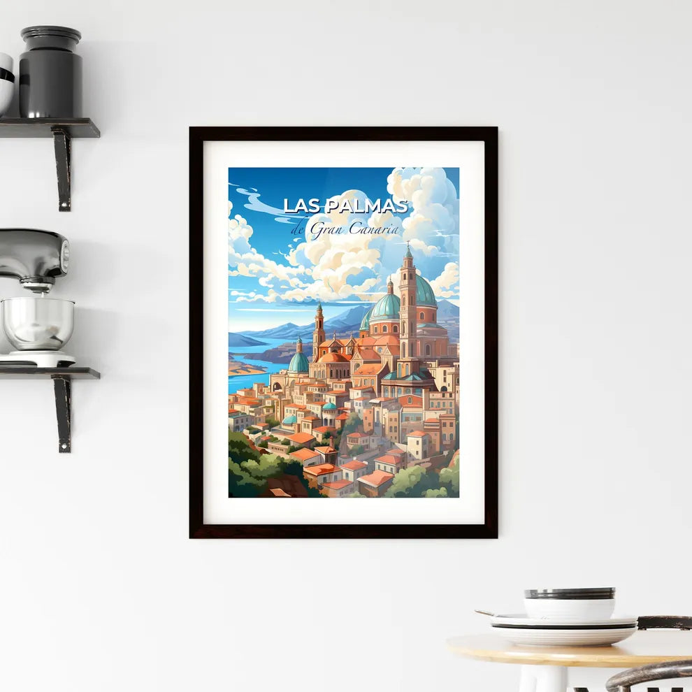 Las Palmas, de Gran Canaria, A Poster of a city with a large building and mountains in the background Default Title