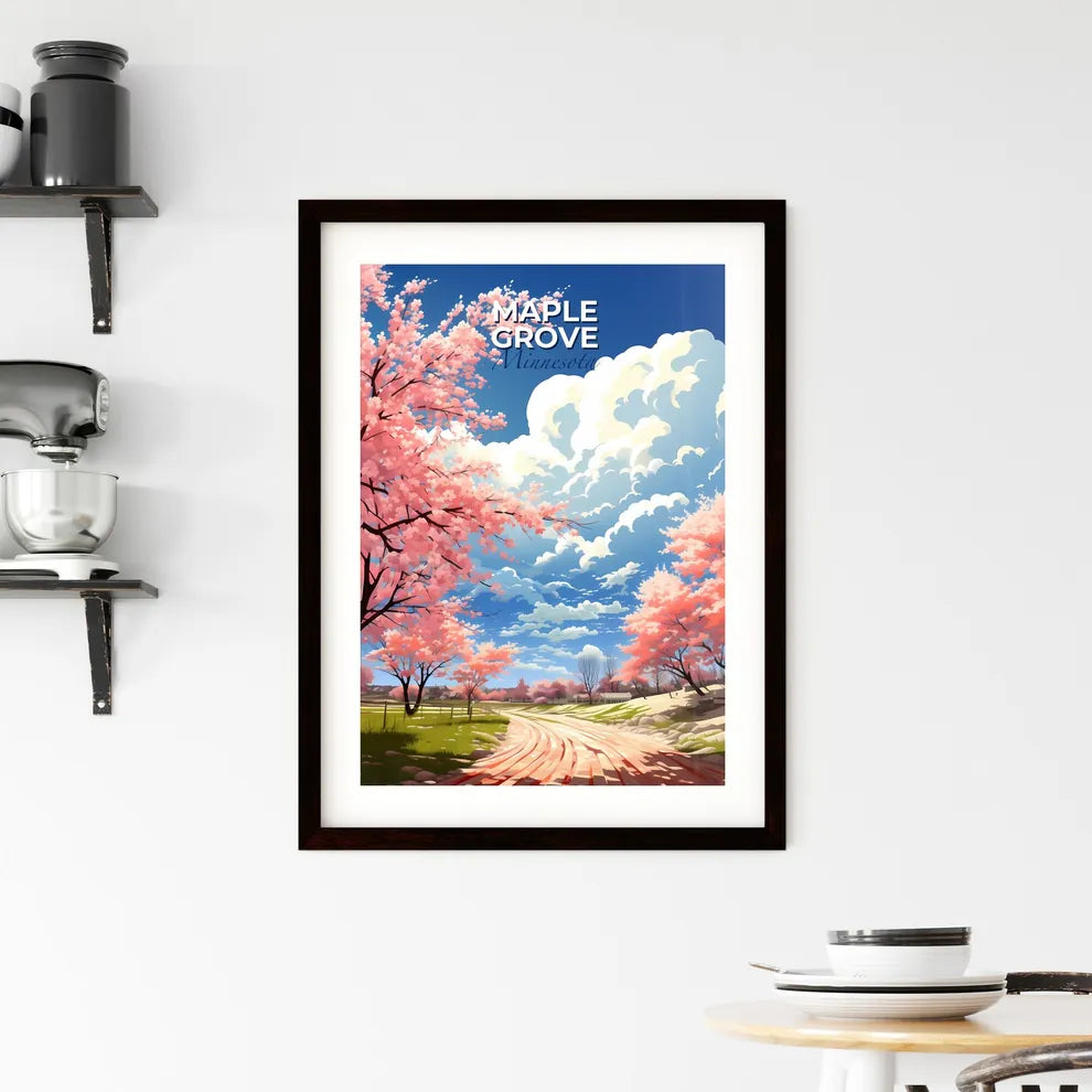 Maple Grove, Minnesota, A Poster of a road with pink trees and blue sky Default Title
