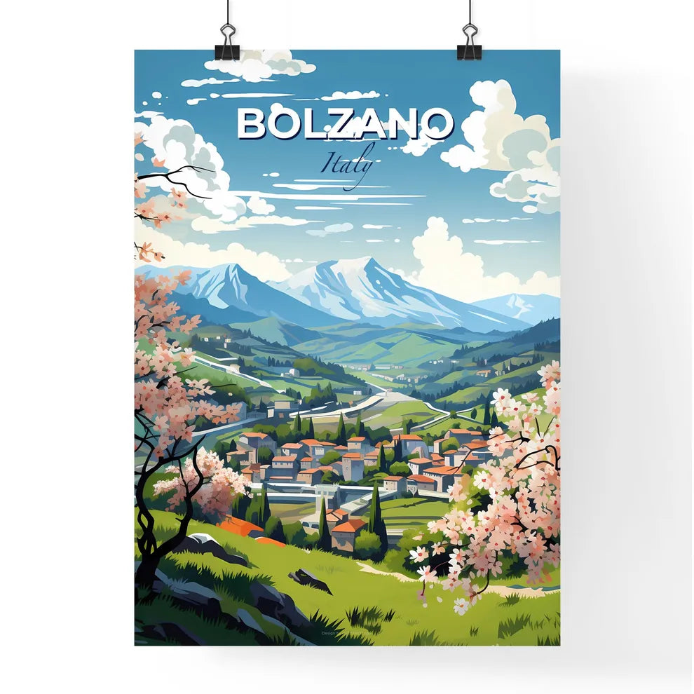 Bolzano, Italy, A Poster of a landscape with a town and mountains Default Title