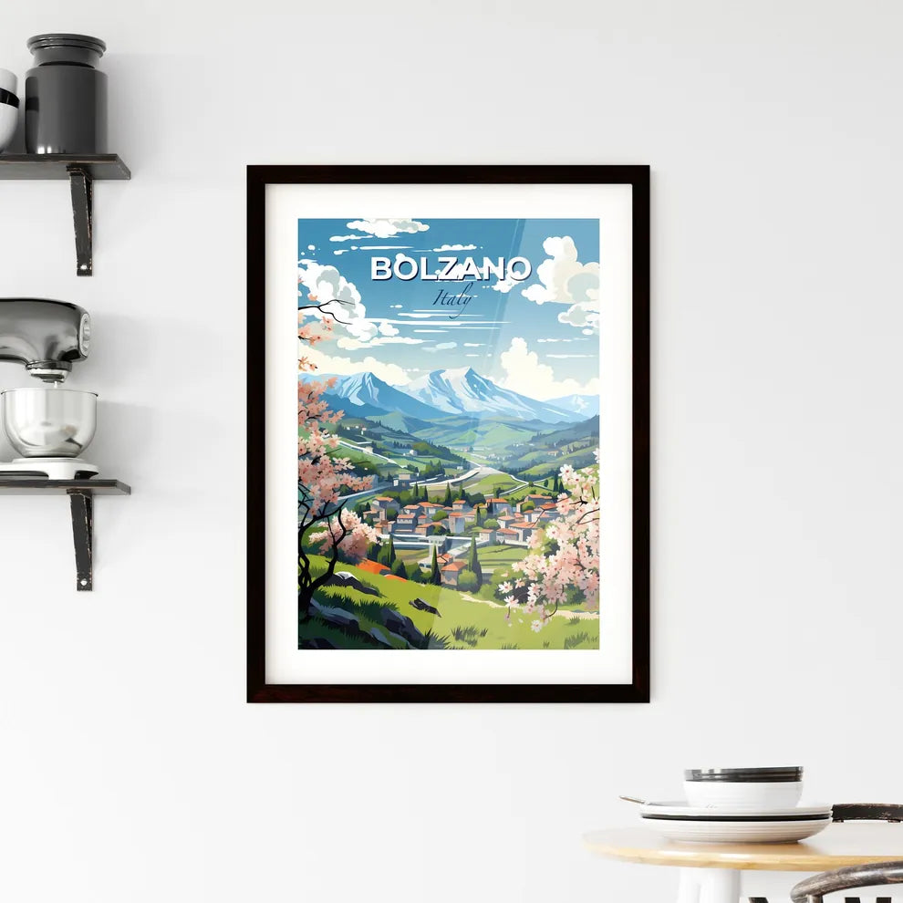 Bolzano, Italy, A Poster of a landscape with a town and mountains Default Title