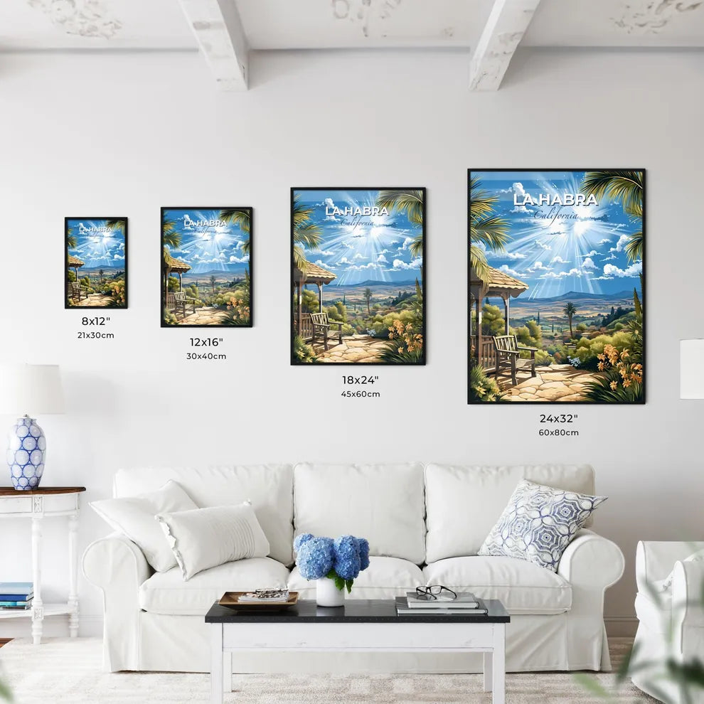 La Habra, California, A Poster of a landscape with a bench and a gazebo Default Title