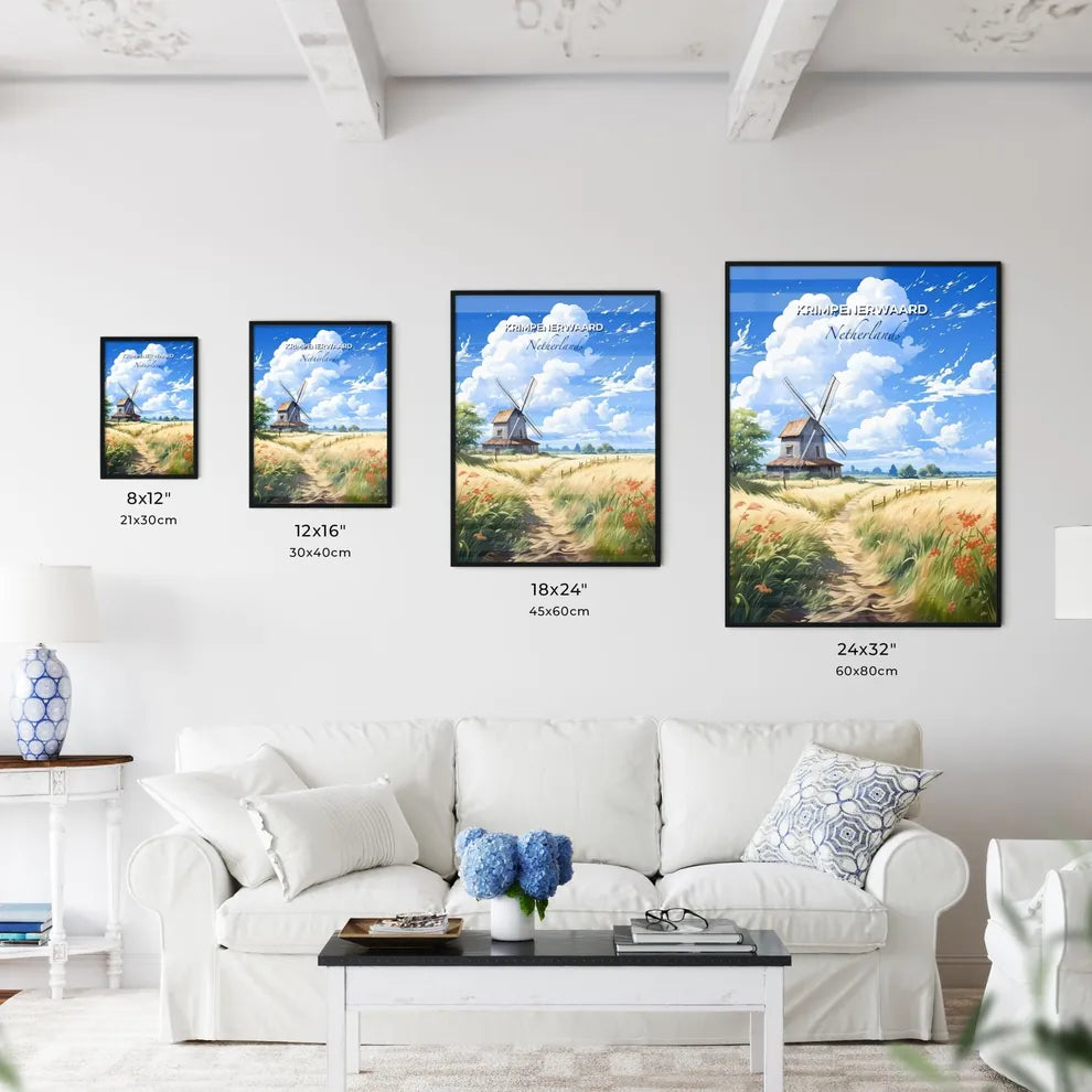 Krimpenerwaard, Netherlands, A Poster of a windmill in a field Default Title