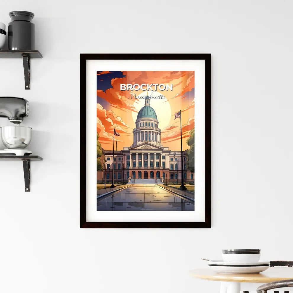 Brockton, Massachusetts, A Poster of a large building with a dome and flags in front of it Default Title