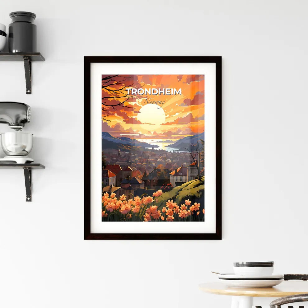 Trondheim, Norway, A Poster of a sunset over a town Default Title