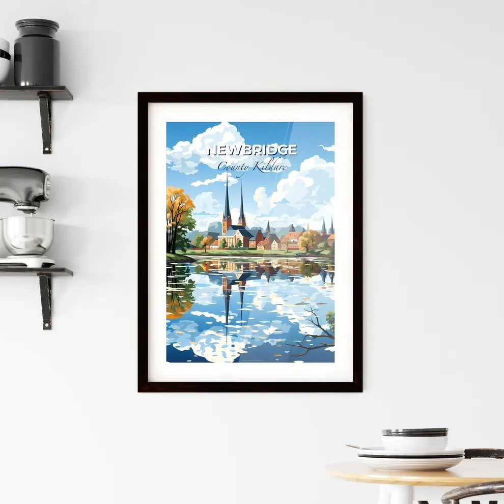Newbridge, County Kildare, A Poster of a water view of a town with trees and a church Default Title