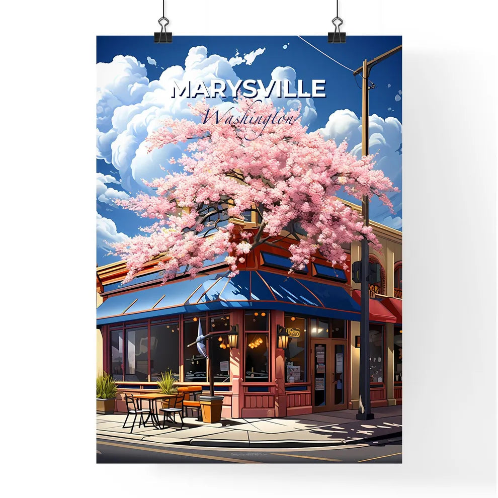 Marysville, Washington, A Poster of a building with pink flowers on the roof Default Title