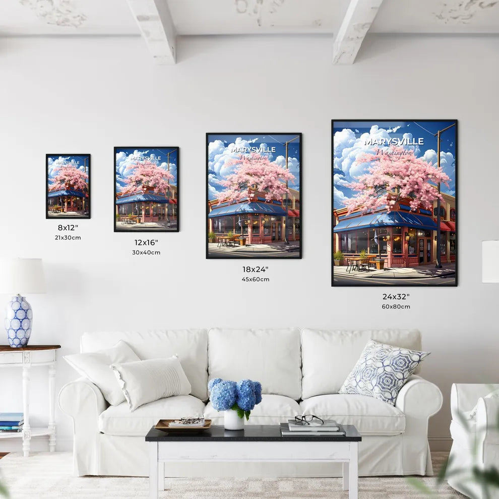Marysville, Washington, A Poster of a building with pink flowers on the roof Default Title
