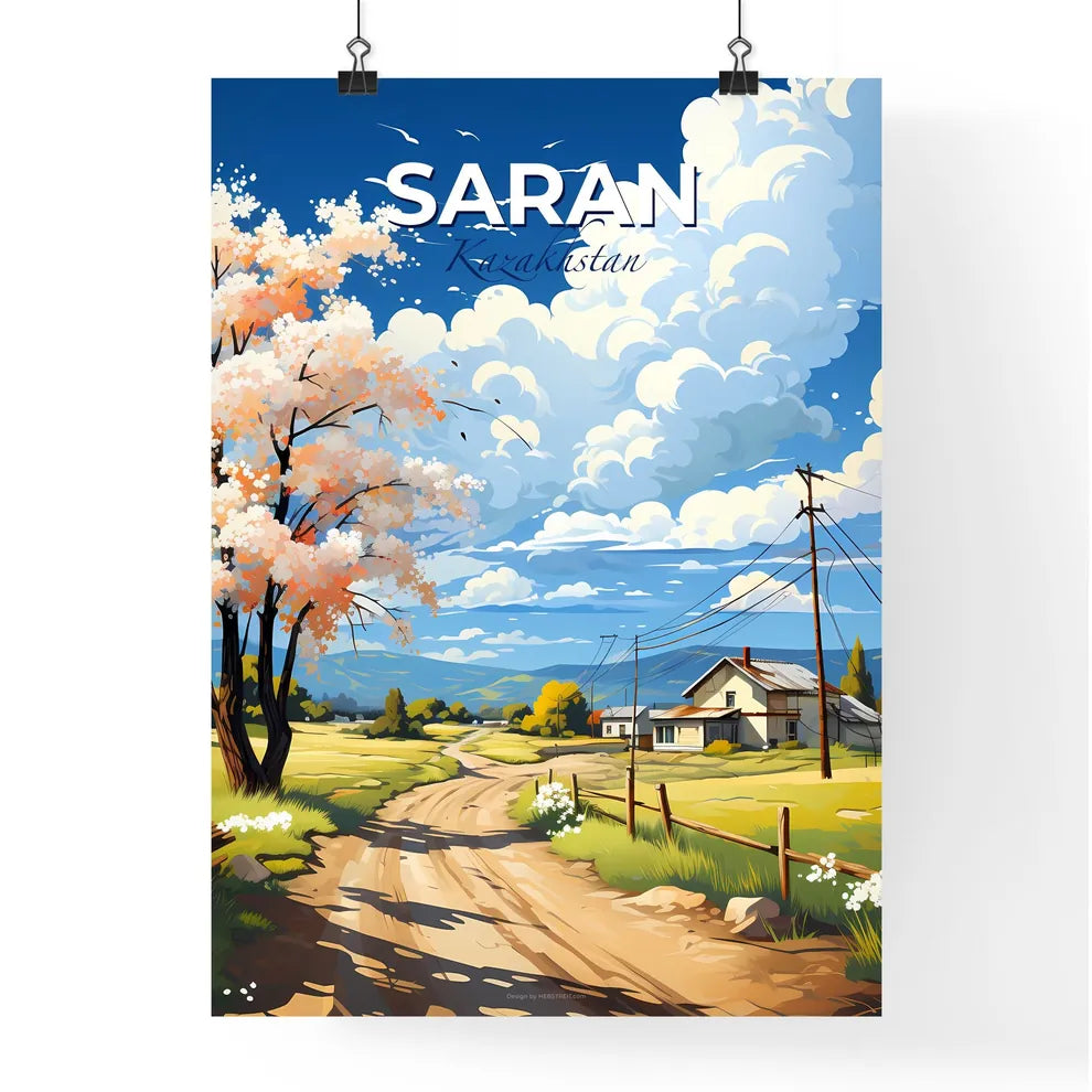 Saran, Kazakhstan, A Poster of a road with a tree and a house in the background Default Title