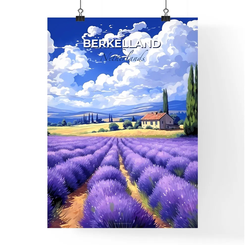 Berkelland, Netherlands, A Poster of a field of lavender with a house in the background Default Title