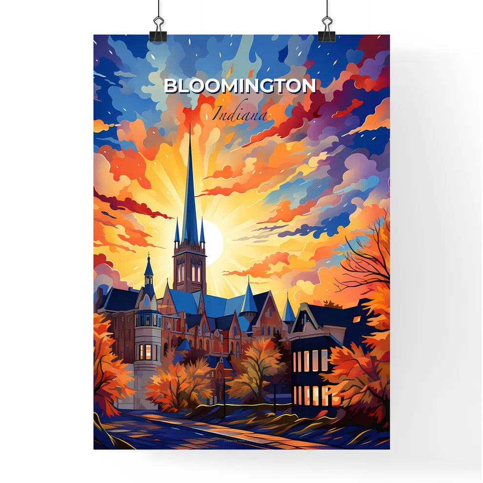 Bloomington, Indiana, A Poster of a colorful sky with clouds and a church Default Title