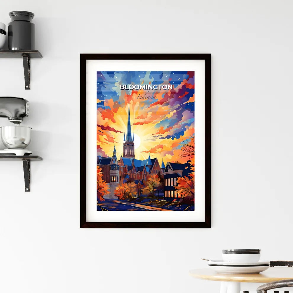 Bloomington, Indiana, A Poster of a colorful sky with clouds and a church Default Title