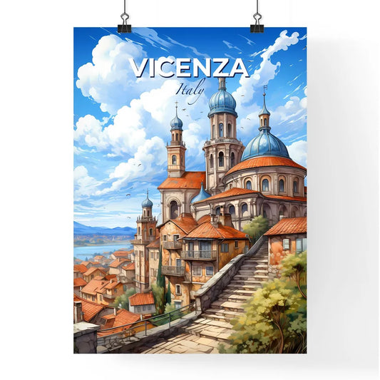 Vicenza, Italy, A Poster of Melk Abbey with red roofs and blue domes Default Title
