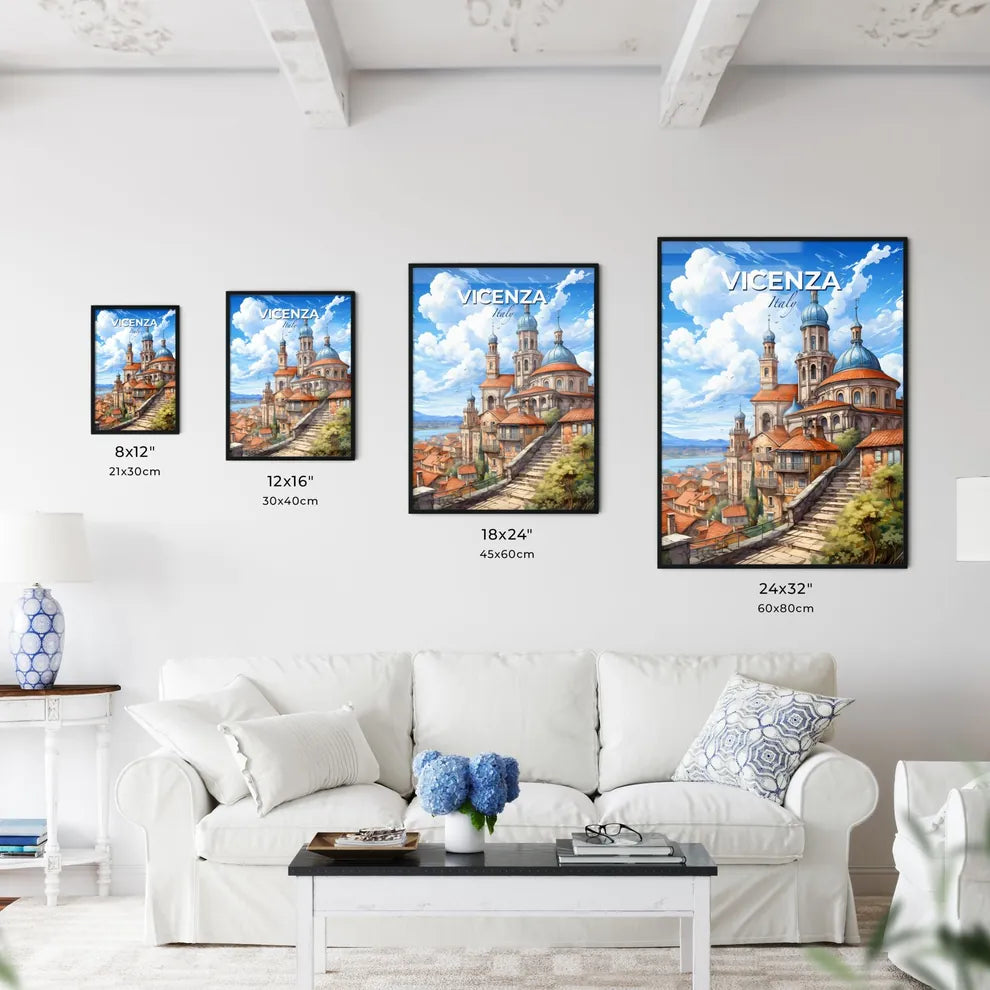 Vicenza, Italy, A Poster of Melk Abbey with red roofs and blue domes Default Title