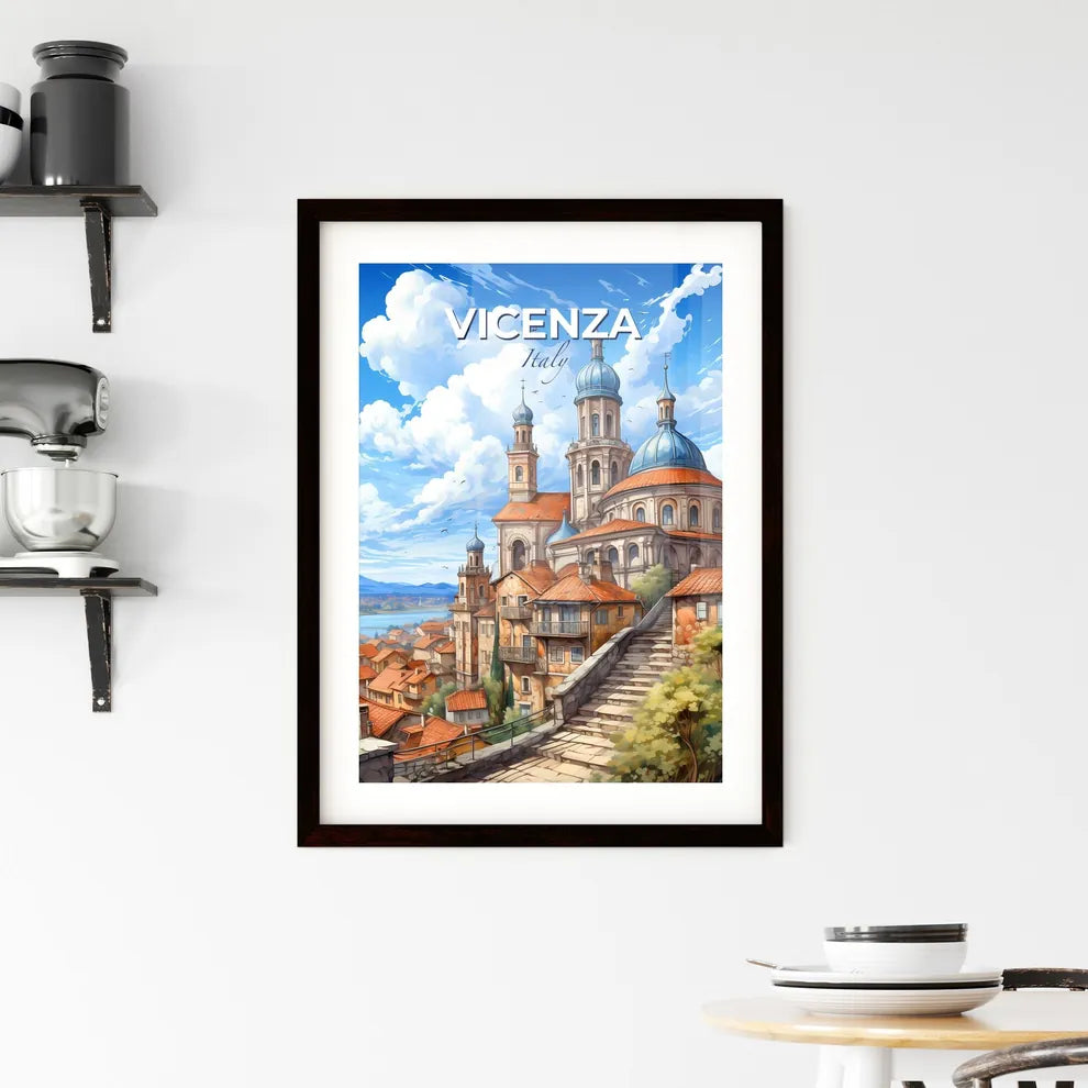 Vicenza, Italy, A Poster of Melk Abbey with red roofs and blue domes Default Title