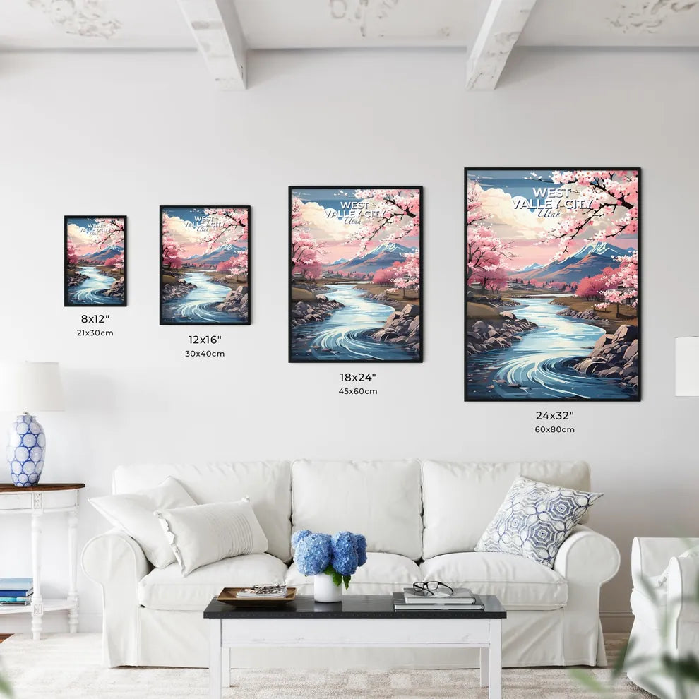 West Valley City, Utah, A Poster of a river running through a valley with pink flowers Default Title