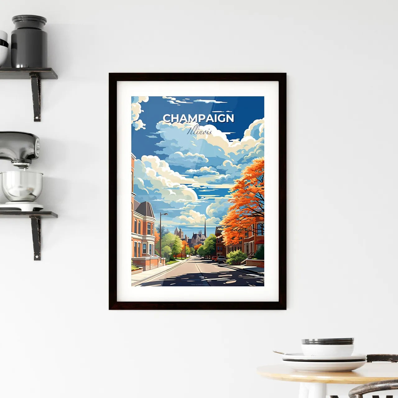 Champaign, Illinois, A Poster of a street with trees and buildings Default Title