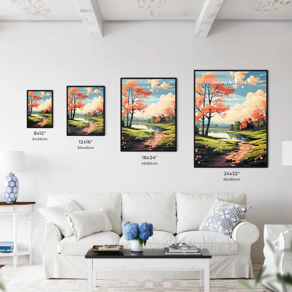 Brownsville, Texas, A Poster of a river running through a grassy area with trees and flowers Default Title