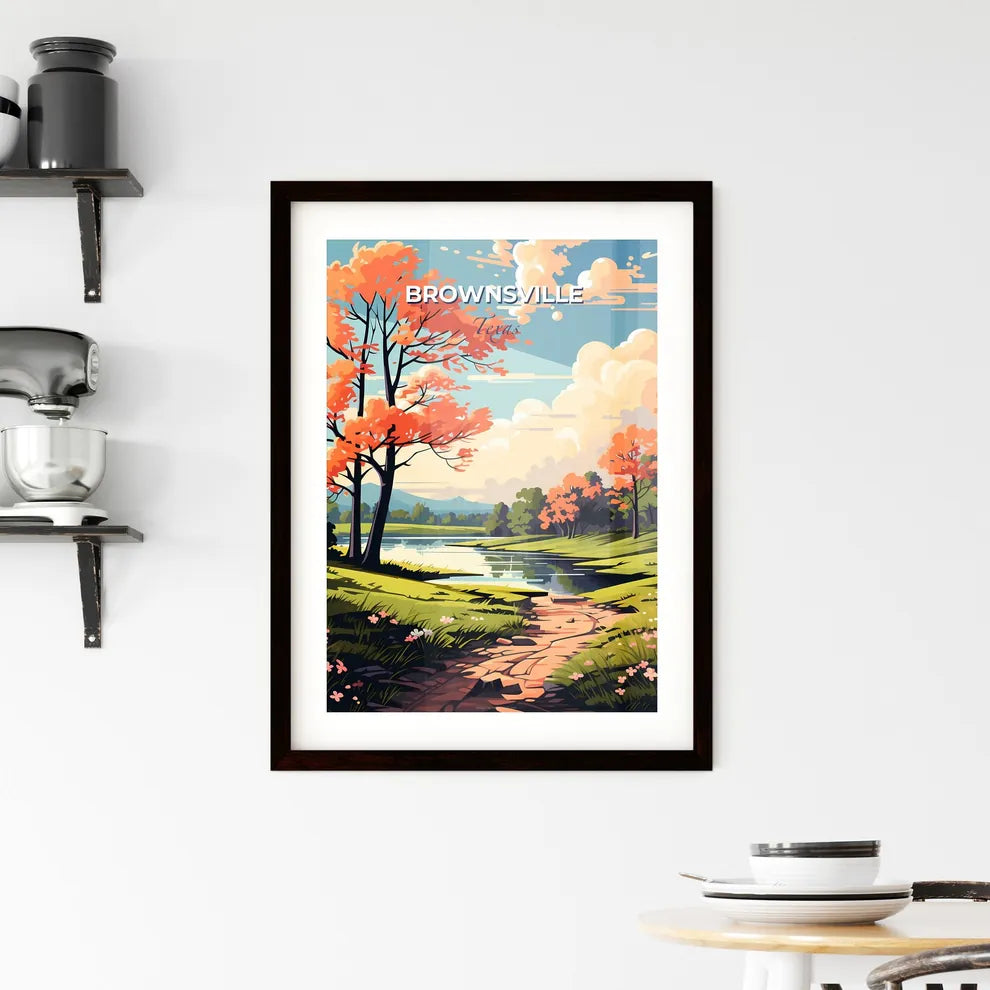 Brownsville, Texas, A Poster of a river running through a grassy area with trees and flowers Default Title