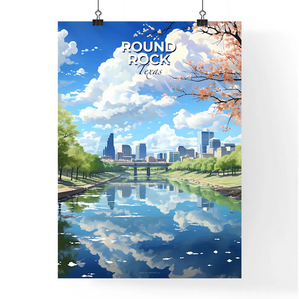 Round Rock, Texas, A Poster of a river with trees and a bridge in the background Default Title