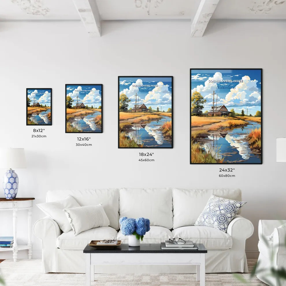 Goeree-Overflakkee, Netherlands, A Poster of a house near a stream Default Title