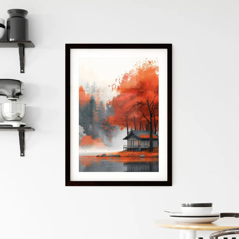 House on Hill with Vibrant Smoke Detail, Surrounded by Trees and Cycles, Clean Minimalist Painted Background Size Chart