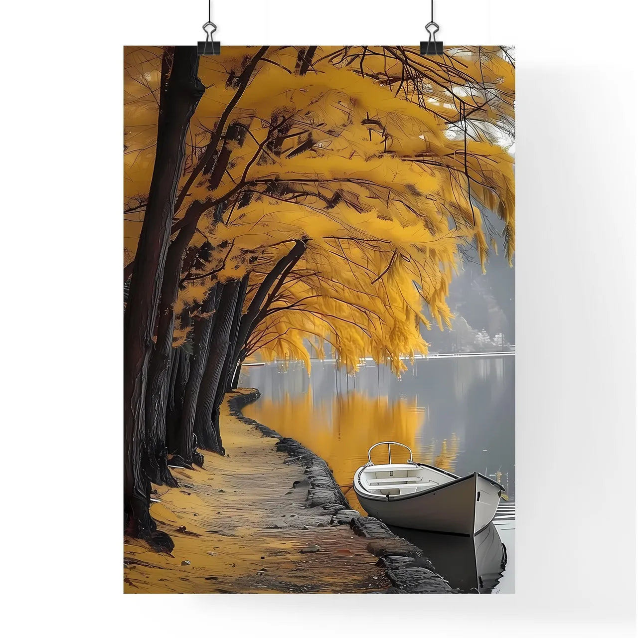 Impressionist Painting of Vivid Yellow Autum Poster