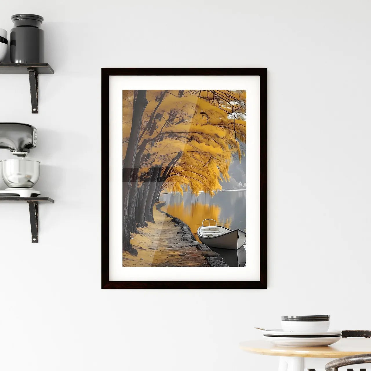 Impressionist Painting of Vivid Yellow Autum Framed Print