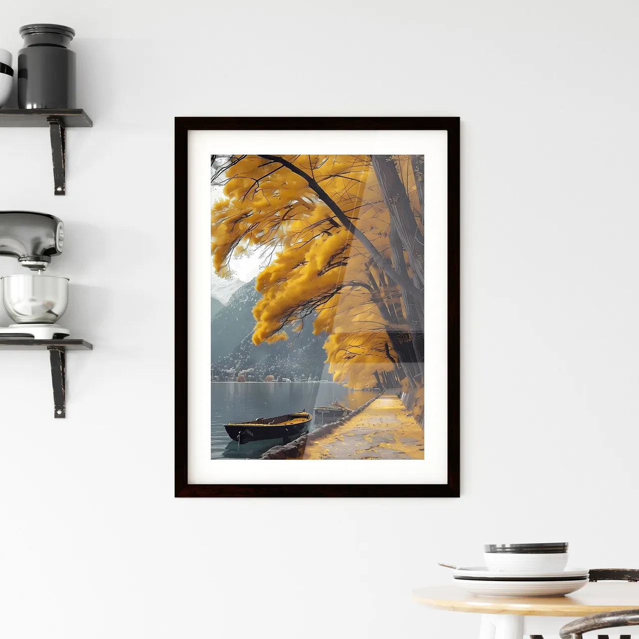 Tranquil Autumn Lakeside Serenity Framed Print