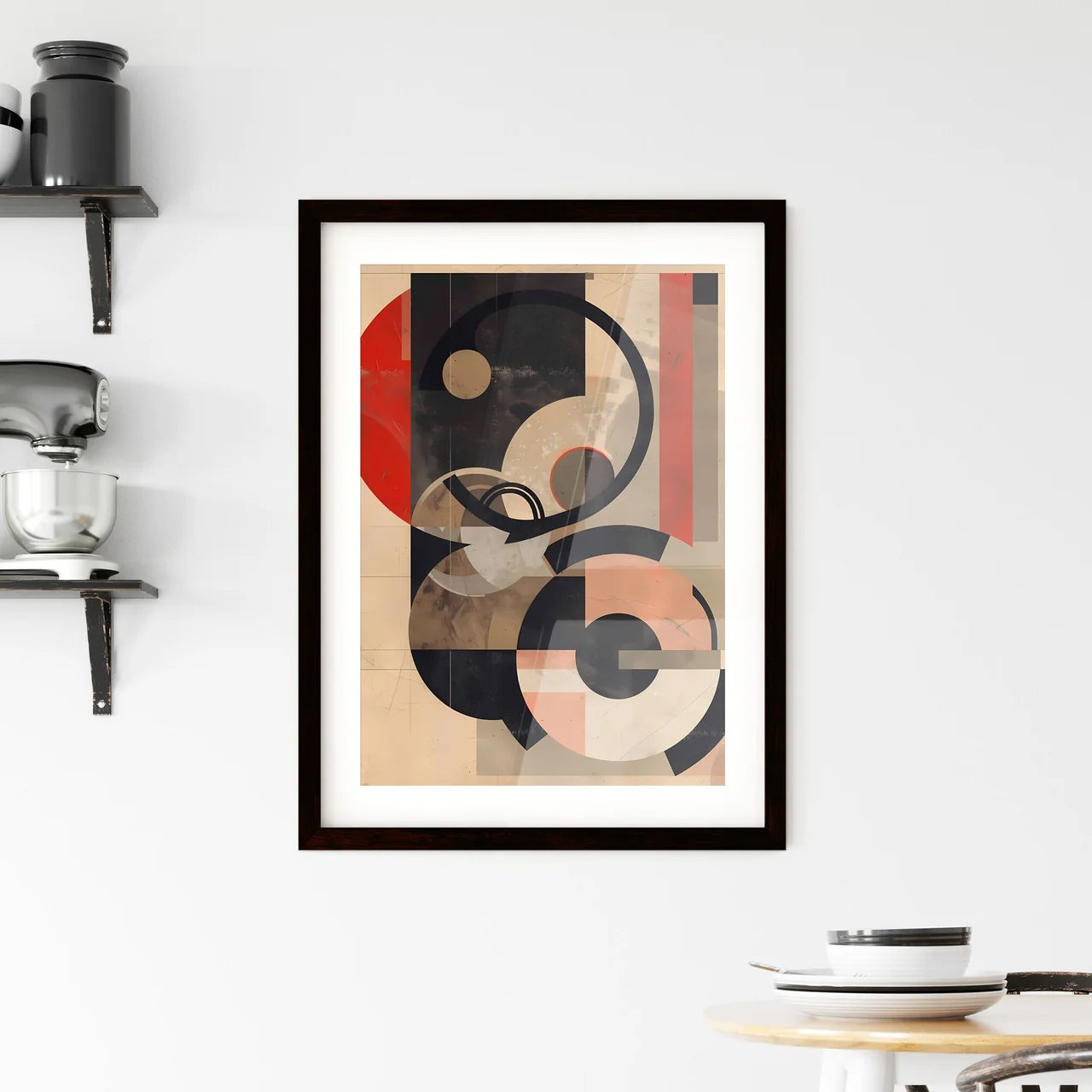 Colorful Abstract Geometric Mid Century Mode Framed Print