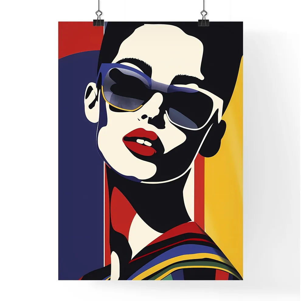Vibrant Abstract Painting of a Woman Wearing Poster