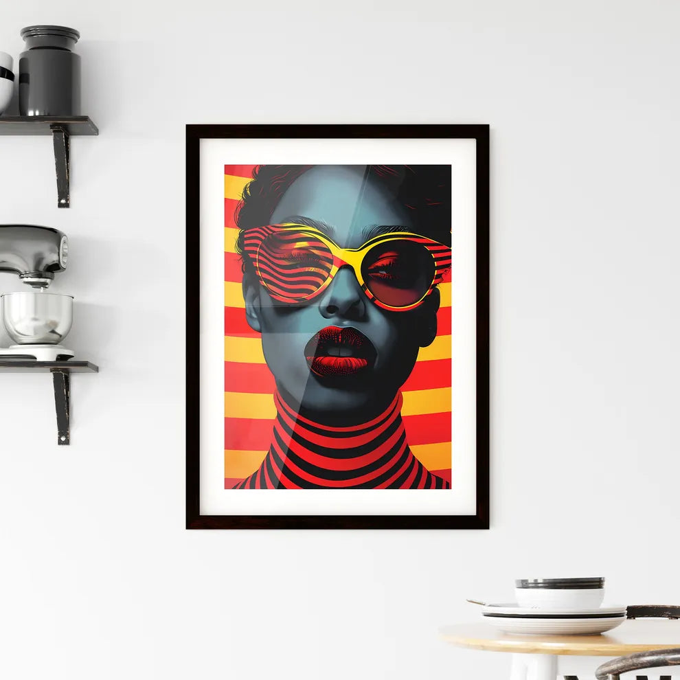 Op Art Retro Poster Vintage 80s Woman Sungla Framed Print