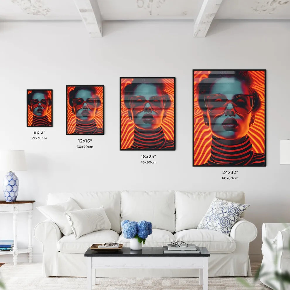 80s Op-Art Style Woman Portrait with Glasses - Kitchen Hangings
