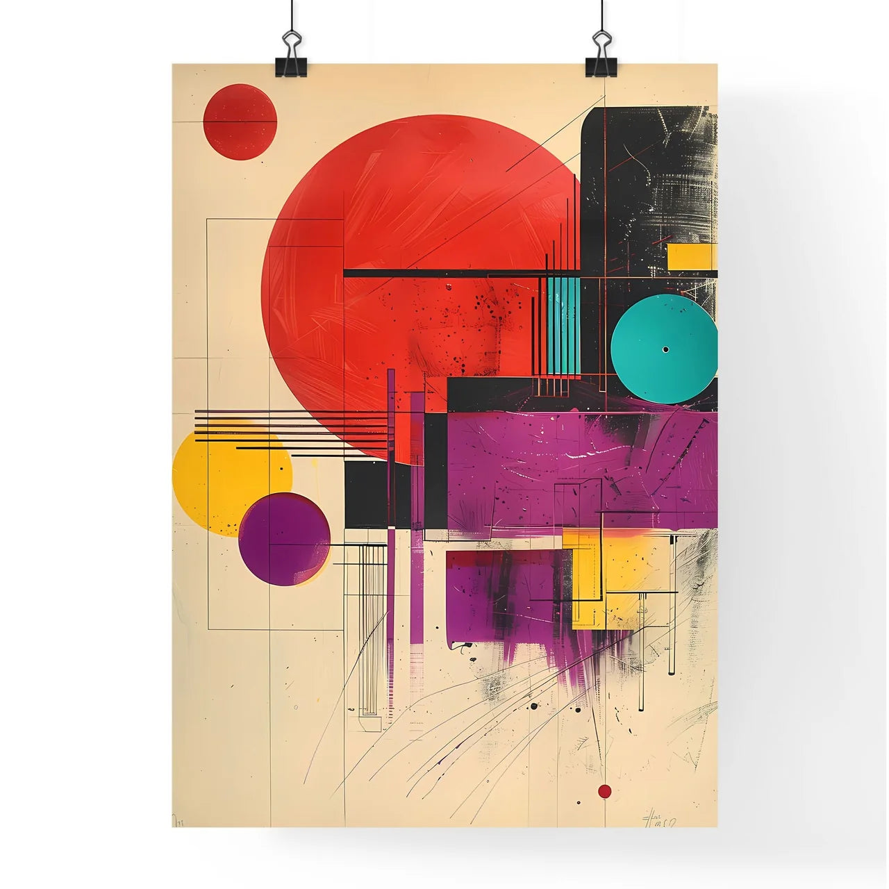 Bauhaus 1919 Abstract Art Circles and Lines  Poster