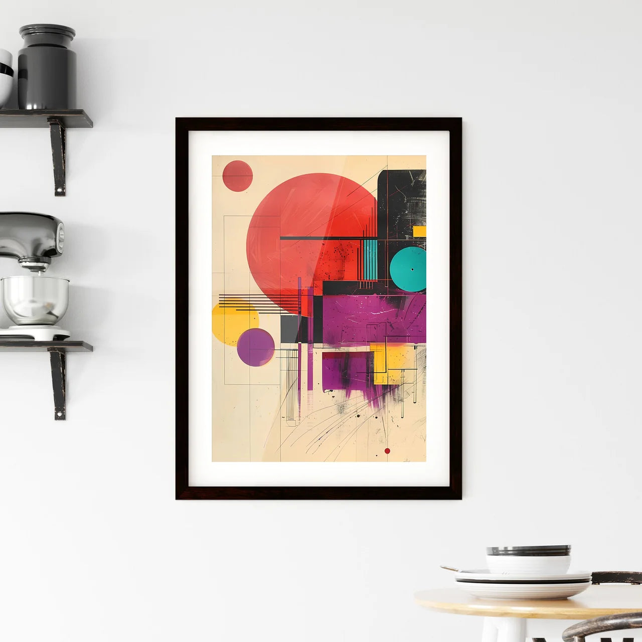 Bauhaus 1919 Abstract Art Circles and Lines  Framed Print