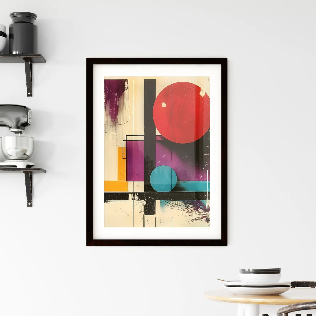 Bauhaus 1919 Style Colorful Modern Art Painting with Geometric Shapes and Vibrant Colors Custom Print