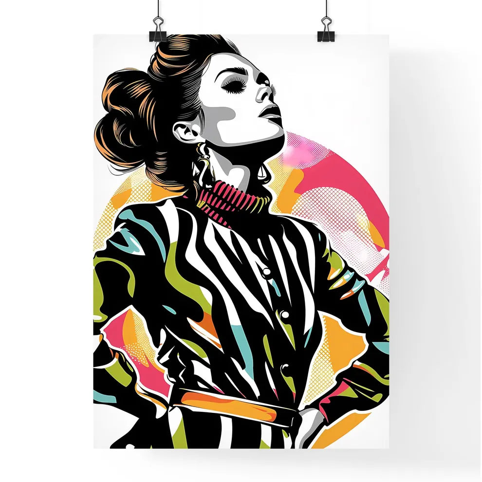 Black and white zebra print woman Poster
