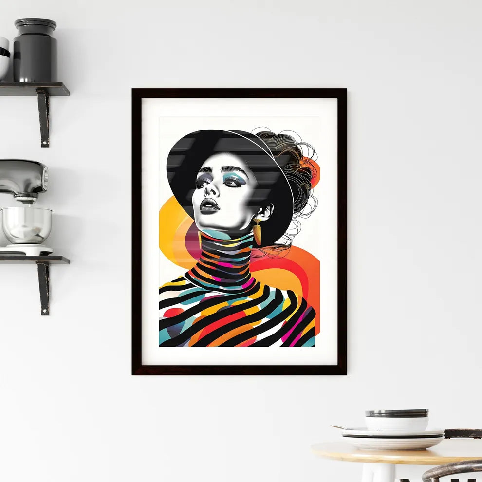 Black and white illustration of a stylish Framed Print