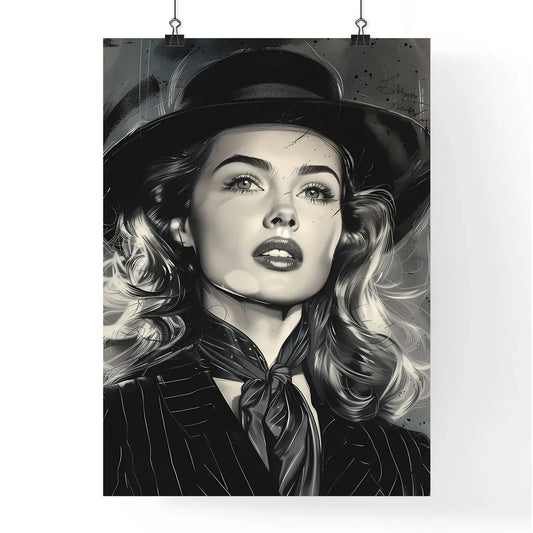 Monumental Noir-Style Black and White Painti Poster