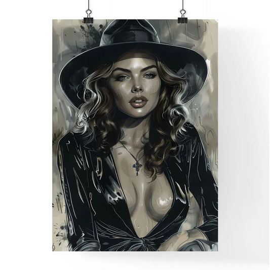 Monumental Noir Comic Art Painting of a Woma Poster