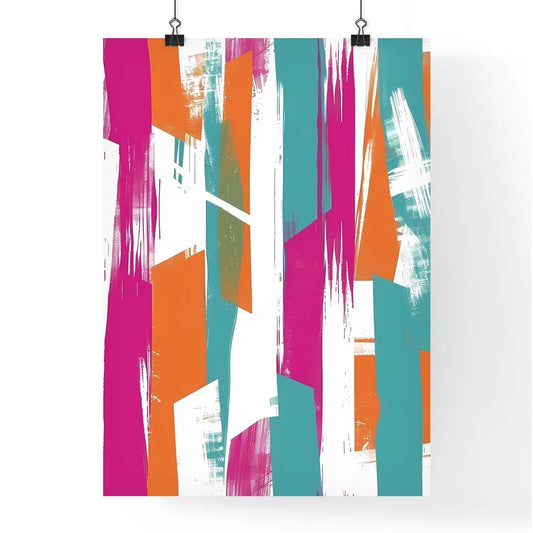 Vibrant Geometric Abstract Painting with Hot Poster