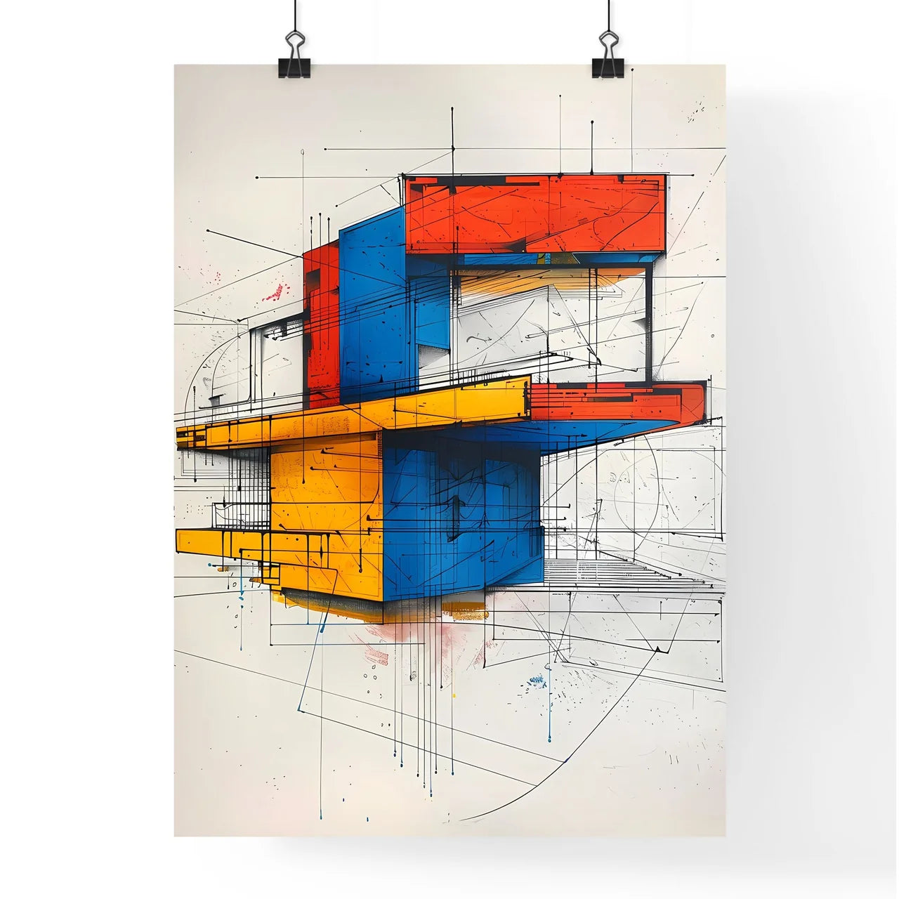 Bold Geometric Suprematist Architecture Sket Poster