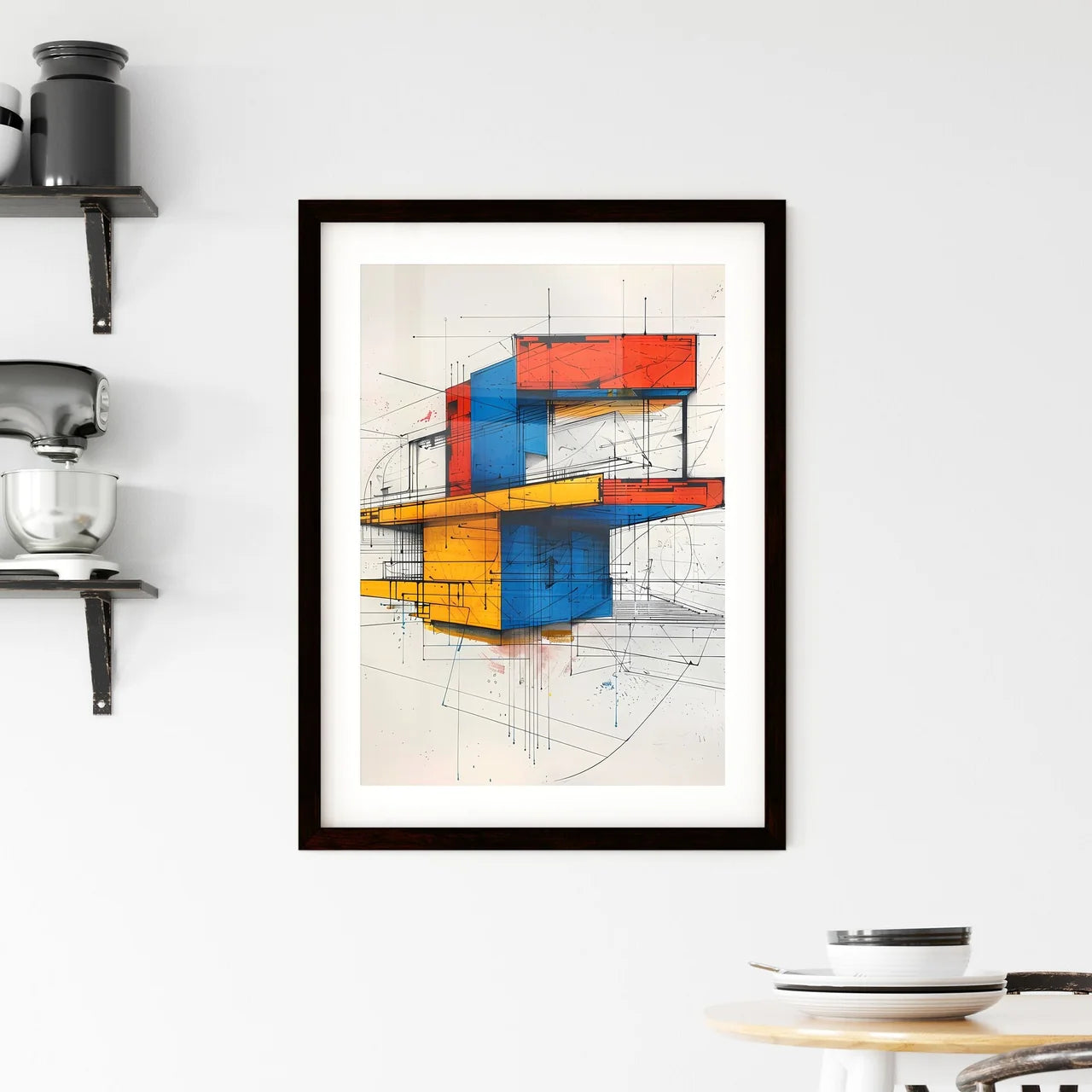 Bold Geometric Suprematist Architecture Sket Framed Print