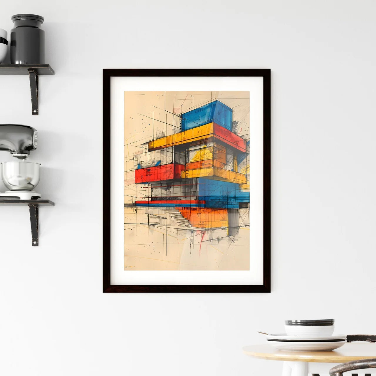 Painting Suprematism Building Sketch Framed Print