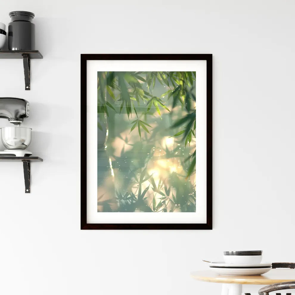 Ethereal Bamboo Leaf Shadows Framed Print