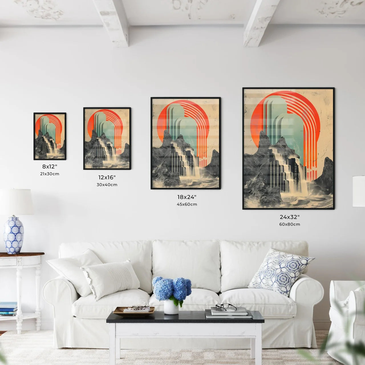 Vintage Art Deco Waterfall Painting: Fluid Metallic Rectangles Mesopotamia Warmcore Stimwave Size Chart