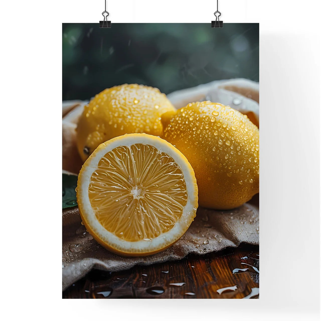 Artistic Lemons in Atmospheric Painting Poster