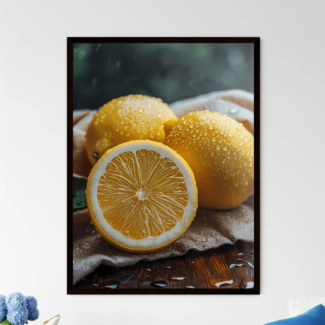 Artistic Lemons in Atmospheric Painting - Framed Art Print
